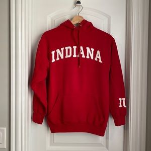 Indiana University red hoodie, size Adult Small (unisex)